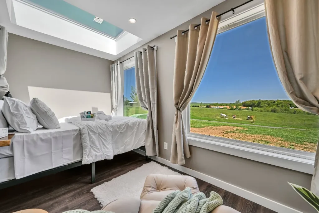 Meadow View container home bedroom interior